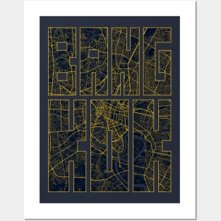 Bangkok, Thailand City Map Typography - Gold Art Deco Posters and Art